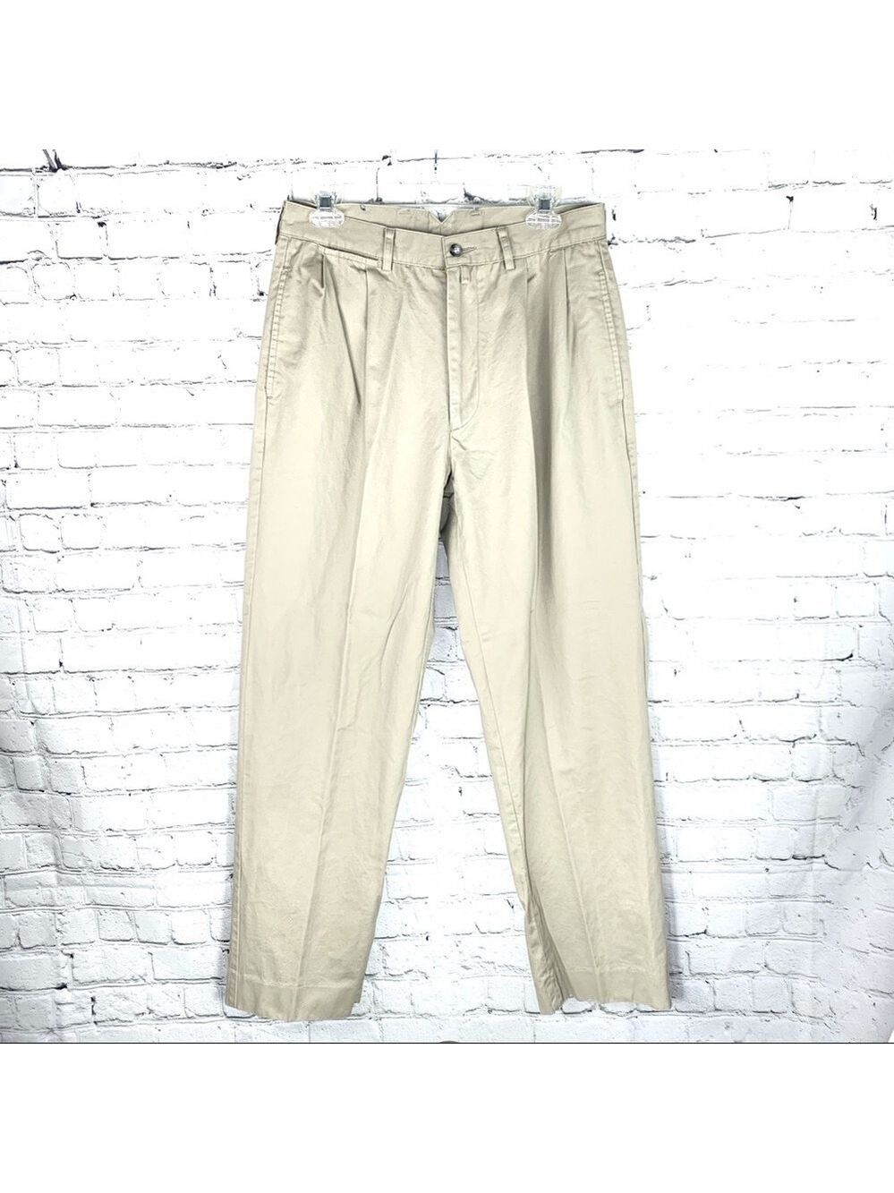EUC - Vintage Faconnable 100% Cotton Chino Pants in Light Beige Khaki Size 31x30